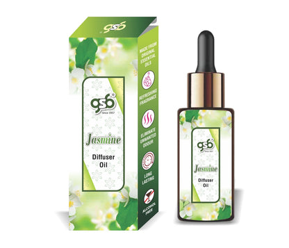 GSB Jasmine Diffuser Oil | Used In Reed Diffuser, Candle Burner, Electric Diffuser, Humidifiers and Air Revitalizer | Aromatherapy Oil