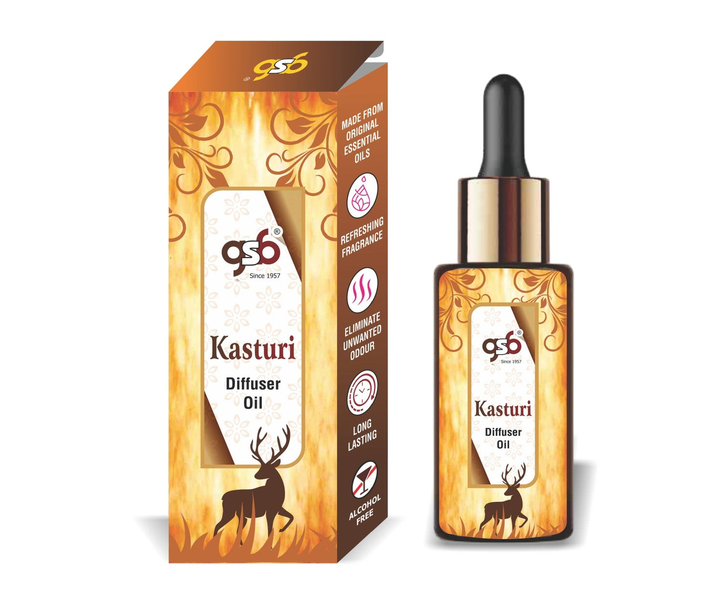 GSB Kasturi Diffuser Oil | Used In Reed Diffuser, Candle Burner, Electric Diffuser, Humidifiers and Air Revitalizer | Aromatherapy Oil