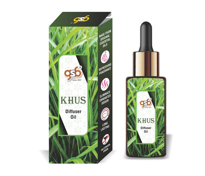 GSB Khus Diffuser Oil | Used In Reed Diffuser, Candle Burner, Electric Diffuser, Humidifiers and Air Revitalizer | Aromatherapy Oil
