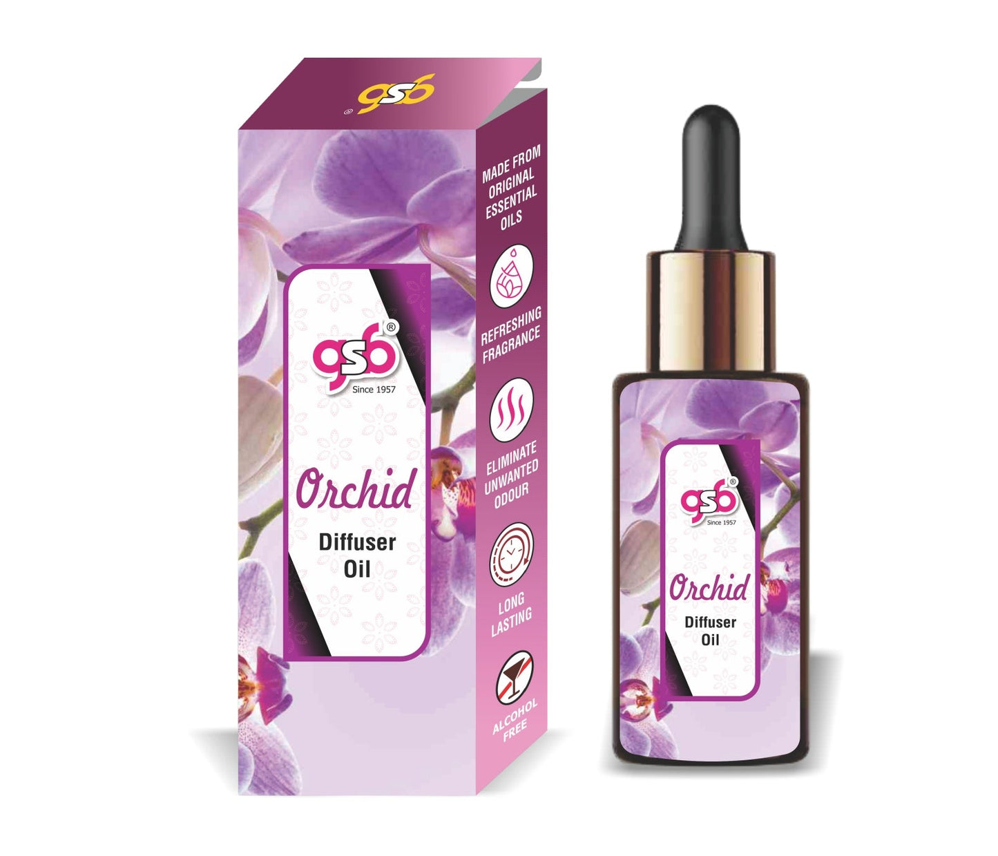 GSB Orchid Diffuser Oil | Used In Reed Diffuser, Candle Burner, Electric Diffuser, Humidifiers and Air Revitalizer | Aromatherapy Oil