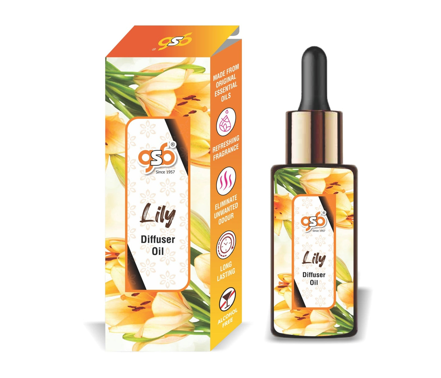 GSB Lily Diffuser Oil | Used In Reed Diffuser, Candle Burner, Electric Diffuser, Humidifiers and Air Revitalizer | Aromatherapy Oil