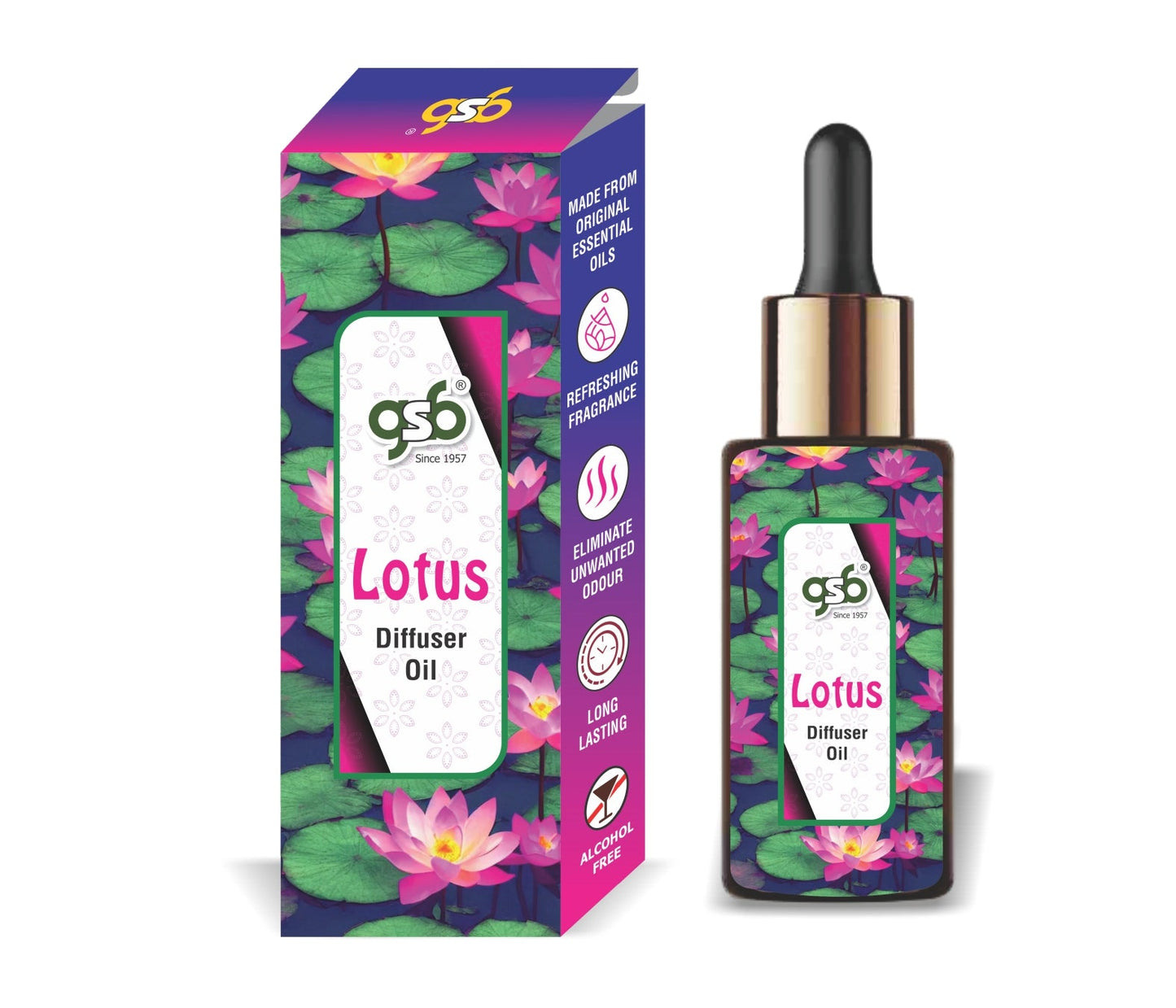 GSB Lotus Diffuser Oil | Used In Reed Diffuser, Candle Burner, Electric Diffuser, Humidifiers and Air Revitalizer | Aromatherapy Oil