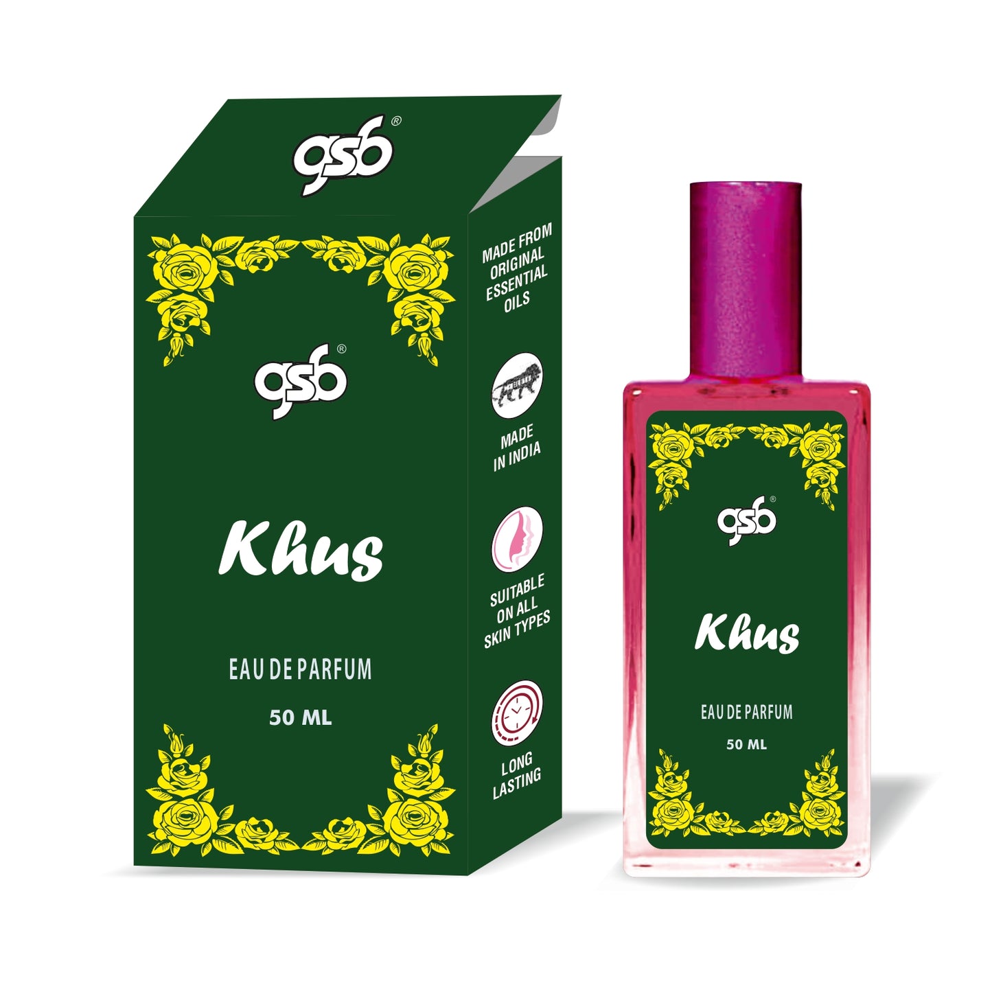 GSB Khus Eau De Parfum | EDP Spray For Men & Women | Luxury Perfume | Long Lasting | Suitable On All Occasions | 50 ML