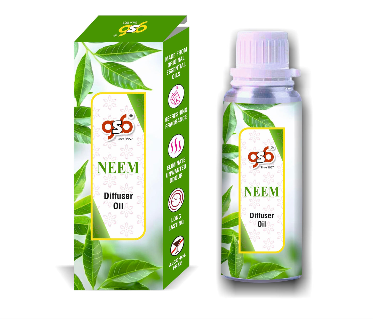 GSB Neem Diffuser Oil | Used In Reed Diffuser, Candle Burner, Electric Diffuser, Humidifiers and Air Revitalizer | Aromatherapy Oil