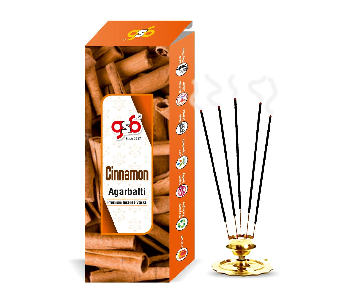 GSB Cinnamon Premium Incense Sticks | Agarbatti | Made with Natural Essential Oil