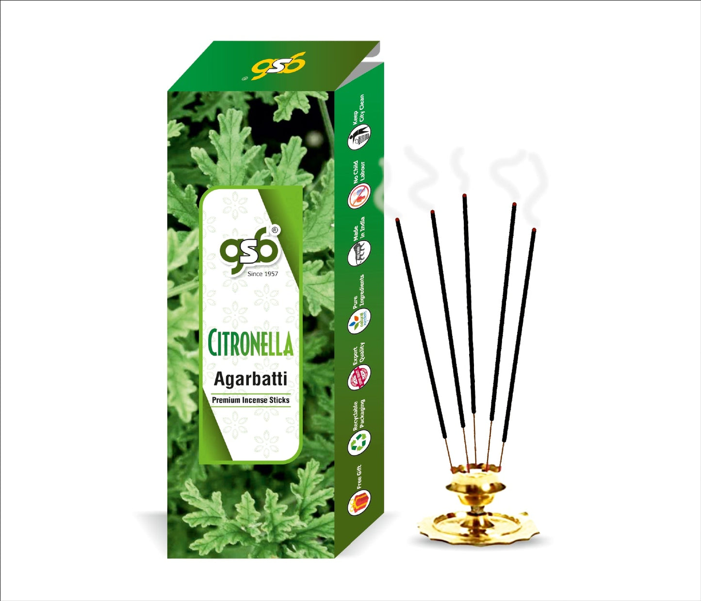 GSB Citronella Premium Incense Sticks | Agarbatti | Made with Natural Essential Oil