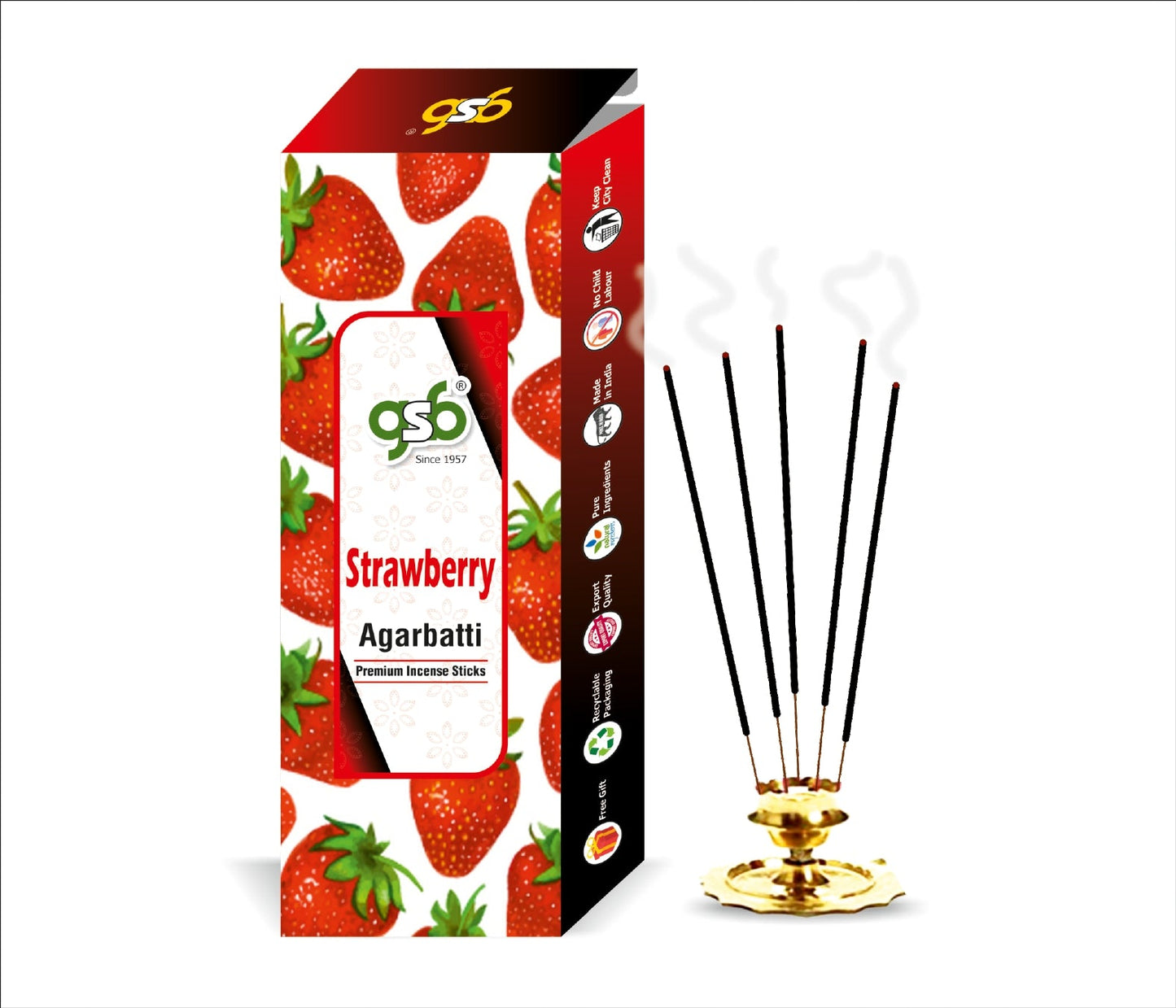 GSB Strawberry Premium Incense Sticks | Agarbatti | Made with Natural Essential Oil