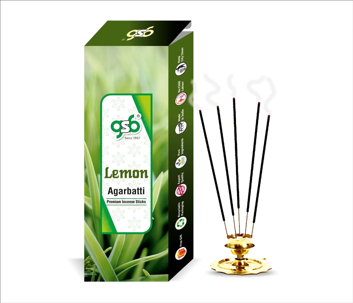 GSB Lemon Premium Incense Sticks | Agarbatti | Made with Natural Essential Oil