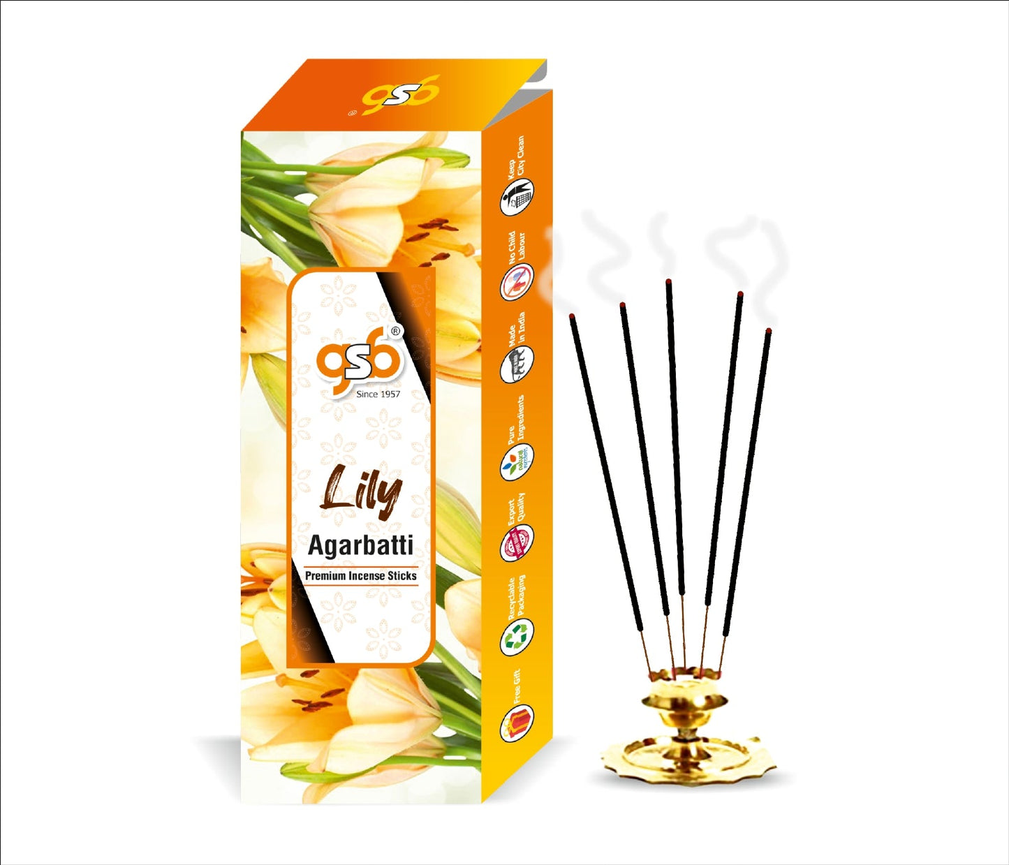 GSB Lily Premium Incense Sticks | Agarbatti | Made with Natural Essential Oil