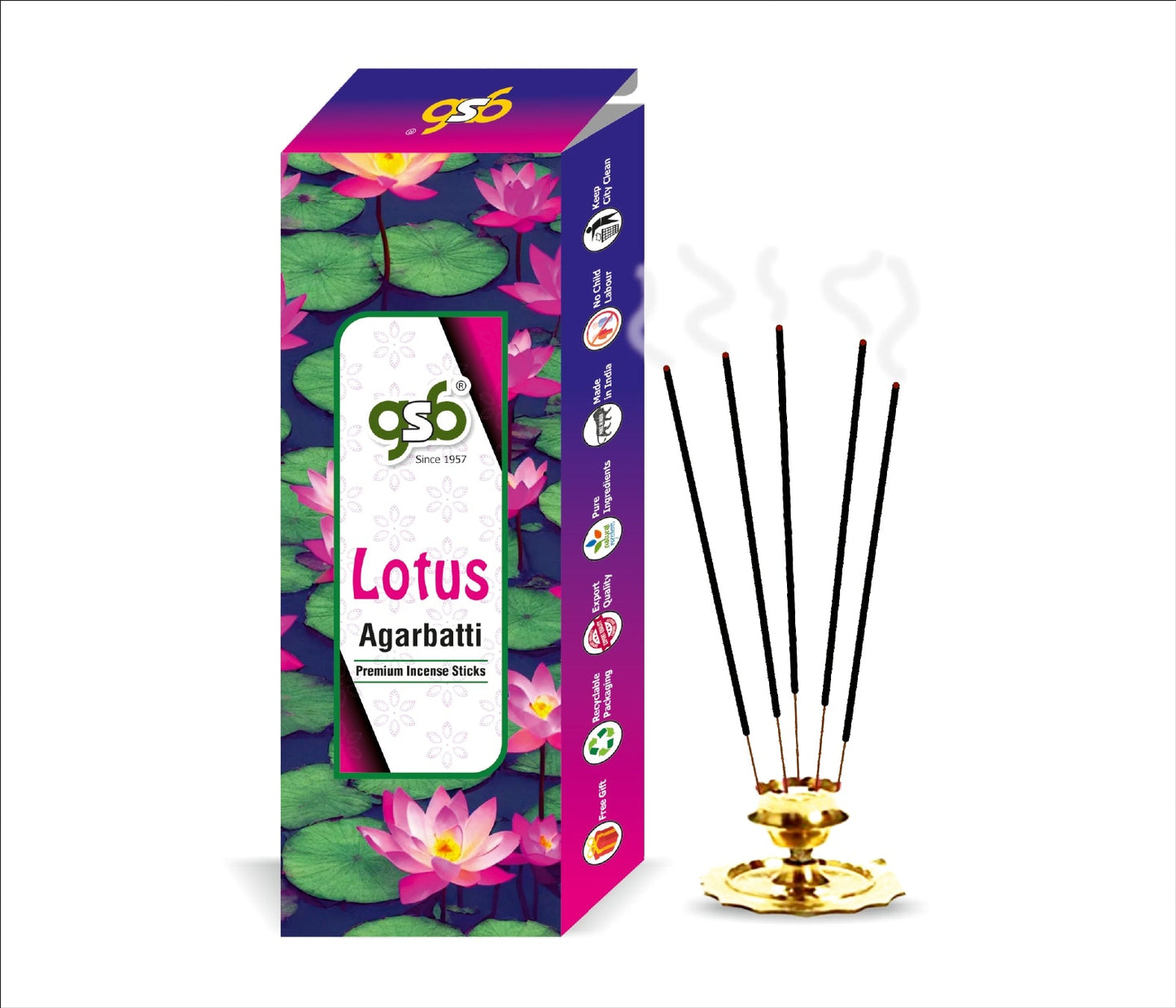 GSB Lotus Premium Incense Sticks | Agarbatti | Made with Natural Essential Oil