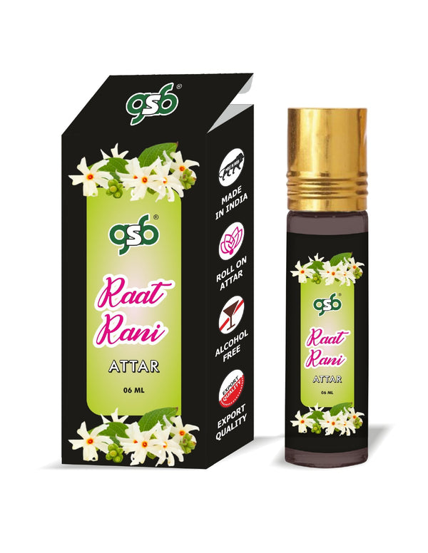 GSB Raat Rani Pure Natural Attar/Itra/Perfume Roll On | Alcohol Free | Long Lasting | Undiluted | Unisex | 6 ml