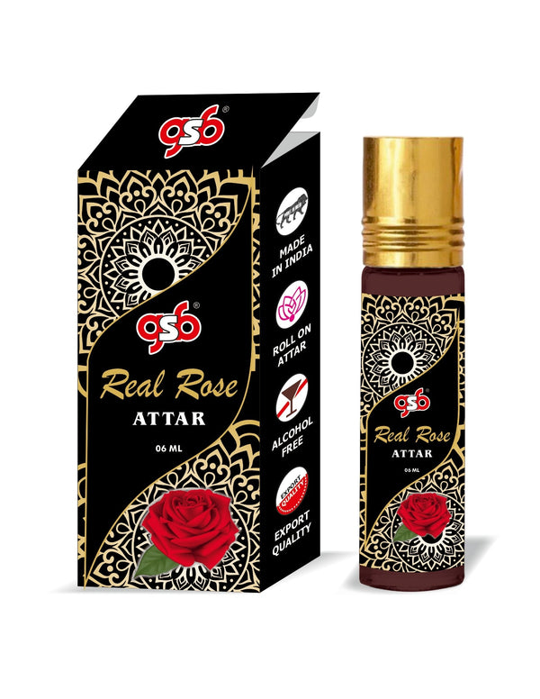 GSB Real Rose Pure Natural Attar/Itra/Perfume Roll On | Alcohol Free | Long Lasting | Undiluted | Unisex | 6 ml