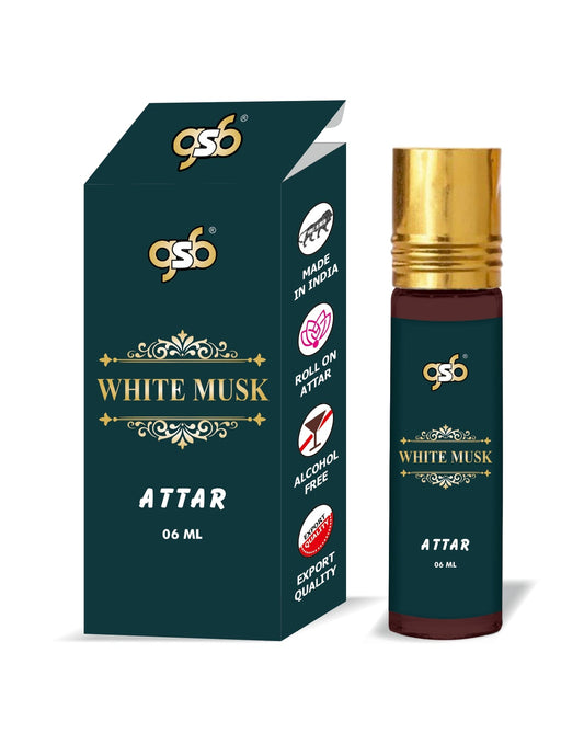 GSB White Musk Pure Natural Attar/Itra/Perfume Roll On | Alcohol Free | Long Lasting | Undiluted | Unisex | 6 ml