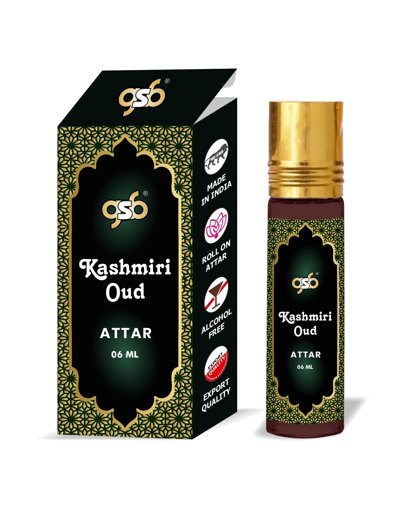 GSB Kashmiri Oud Pure Natural Attar/Itra/Perfume Roll On | Alcohol Free | Long Lasting | Undiluted | Unisex | 6 ml