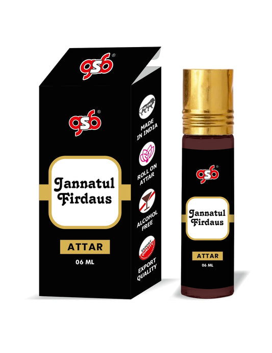 GSB Jannatul Firdaus Pure Natural Attar/Itra/Perfume Roll On | Alcohol Free | Long Lasting | Undiluted | Unisex | 6 ml