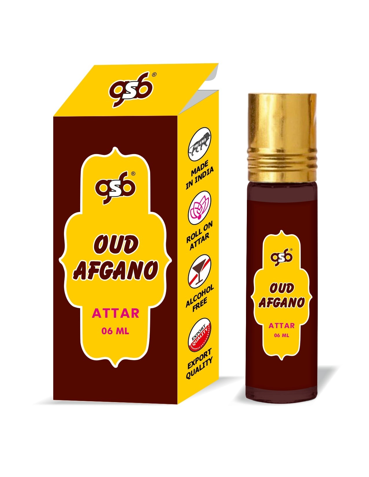 GSB Oud Afgano Pure Natural Attar/Itra/Perfume Roll On | Alcohol Free | Long Lasting | Undiluted | Unisex | 6 ml