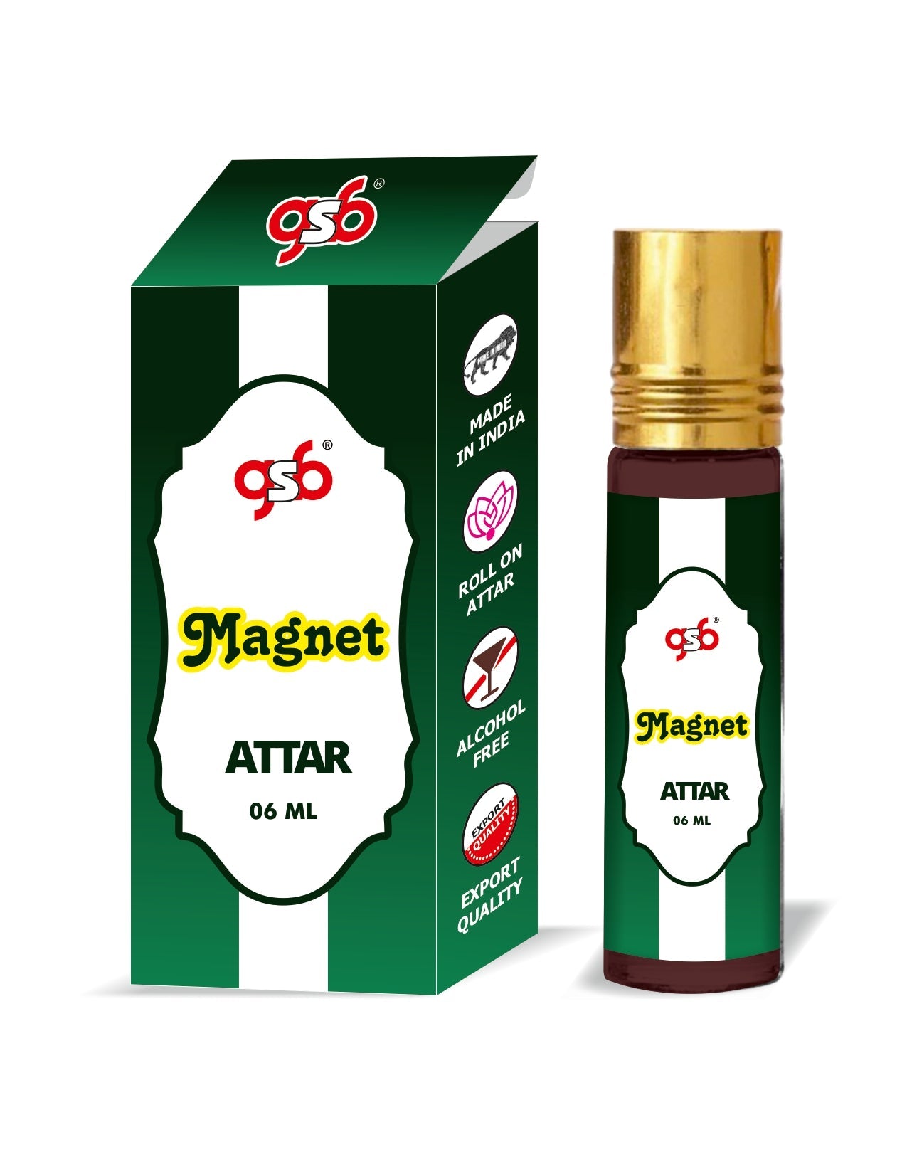 GSB Magnett Pure Natural Attar/Itra/Perfume Roll On | Alcohol Free | Long Lasting | Undiluted | Unisex | 6 ml