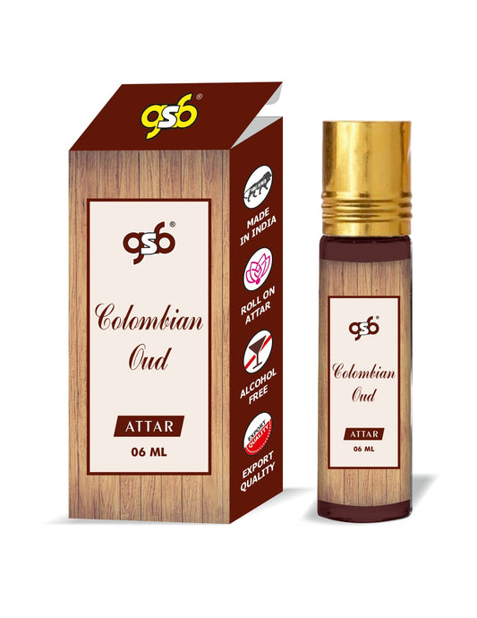 GSB Colombiyan Oud Pure Natural Attar/Itra/Perfume Roll On | Alcohol Free | Long Lasting | Undiluted | Unisex | 6 ml