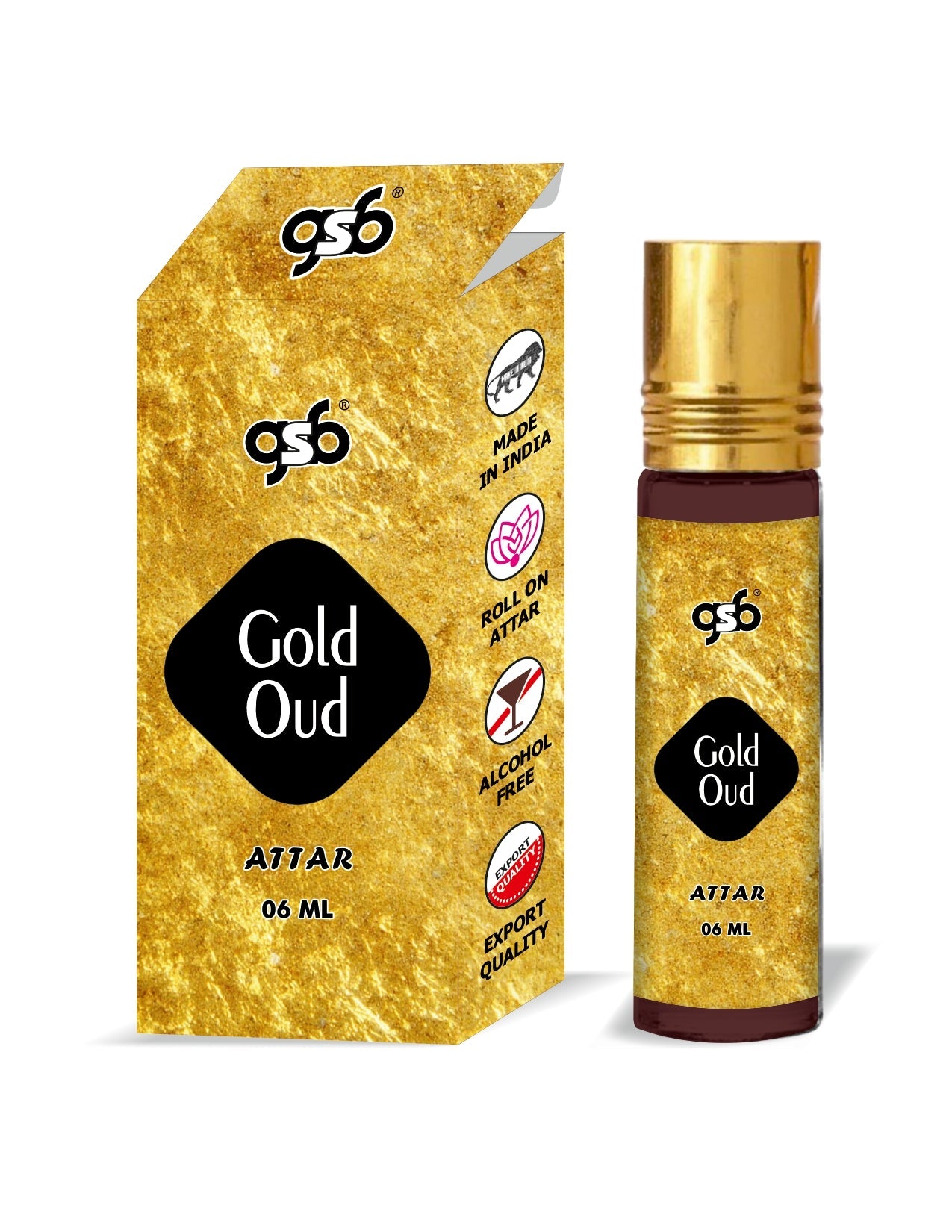 GSB Gold Oud Pure Natural Attar/Itra/Perfume Roll On | Alcohol Free | Long Lasting | Undiluted | Unisex | 6 ml