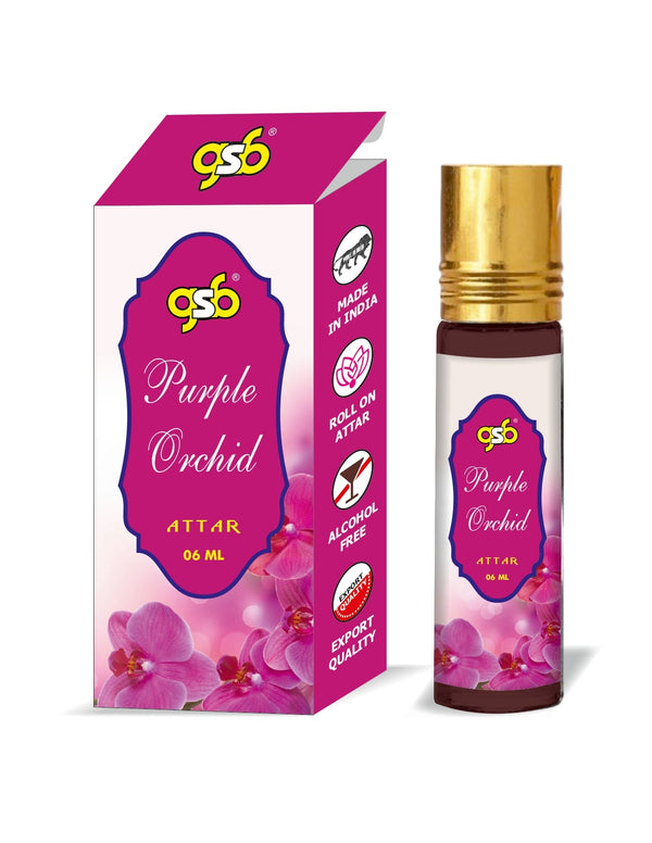 GSB Purple Orchid Pure Natural Attar/Itra/Perfume Roll On | Alcohol Free | Long Lasting | Undiluted | Unisex | 6 ml