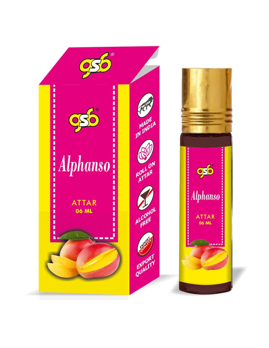 GSB Alphanso Pure Natural Attar/Itra/Perfume Roll On | Alcohol Free | Long Lasting | Undiluted | Unisex | 6 ml