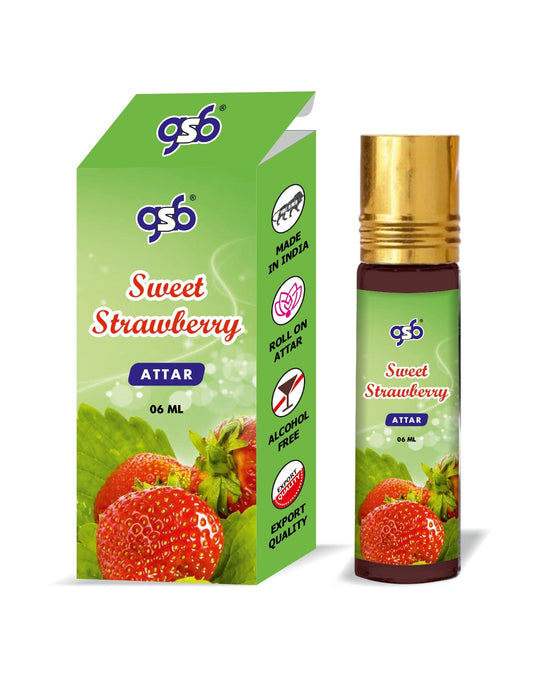 GSB Sweet Strawberry Pure Natural Attar/Itra/Perfume Roll On | Alcohol Free | Long Lasting | Undiluted | Unisex | 6 ml