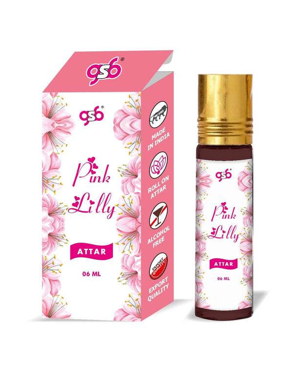 GSB Pink Lily Pure Natural Attar/Itra/Perfume Roll On | Alcohol Free | Long Lasting | Undiluted | Unisex | 6 ml