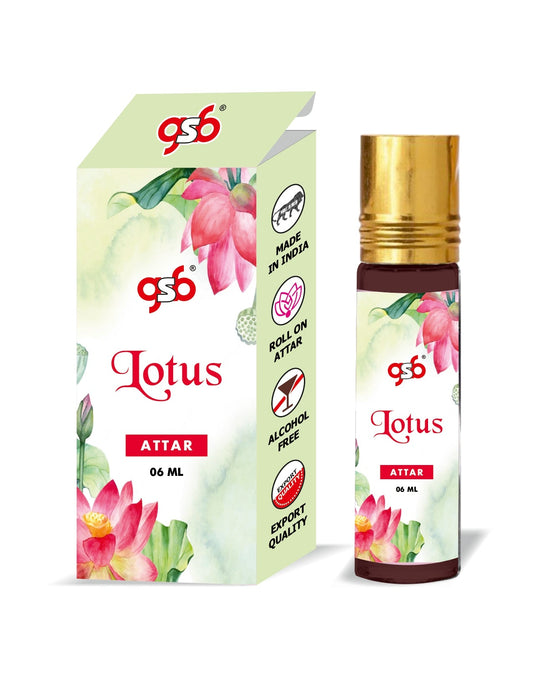 GSB Lotus Pure Natural Attar/Itra/Perfume Roll On | Alcohol Free | Long Lasting | Undiluted | Unisex | 6 ml