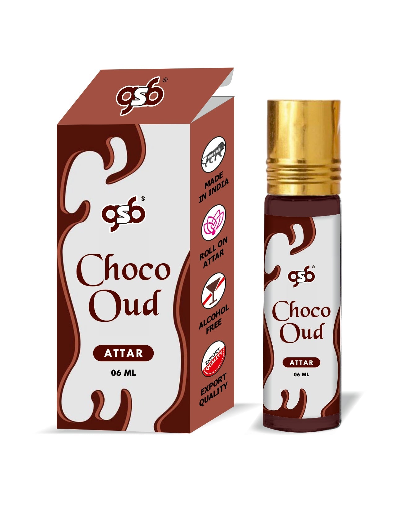 GSB Choco Oud Pure Natural Attar/Itra/Perfume Roll On | Alcohol Free | Long Lasting | Undiluted | Unisex | 6 ml