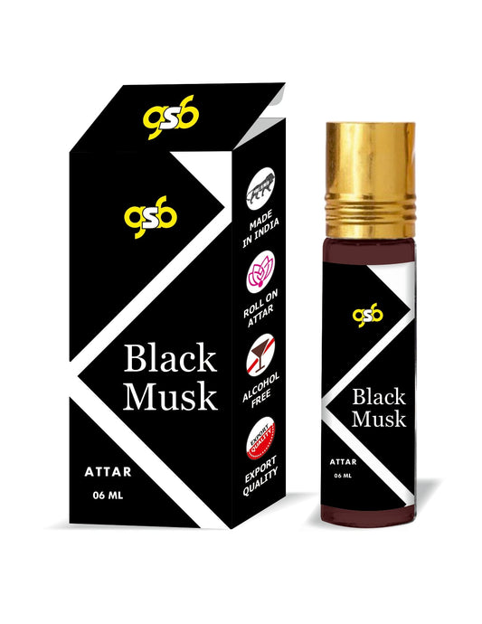 GSB Black Musk Pure Natural Attar/Itra/Perfume Roll On | Alcohol Free | Long Lasting | Undiluted | Unisex | 6 ml