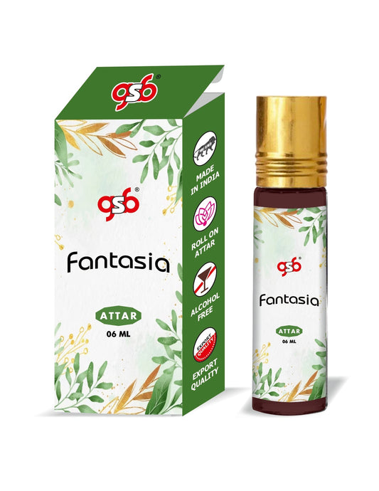 GSB Fantasia Pure Natural Attar/Itra/Perfume Roll On | Alcohol Free | Long Lasting | Undiluted | Unisex | 6 ml