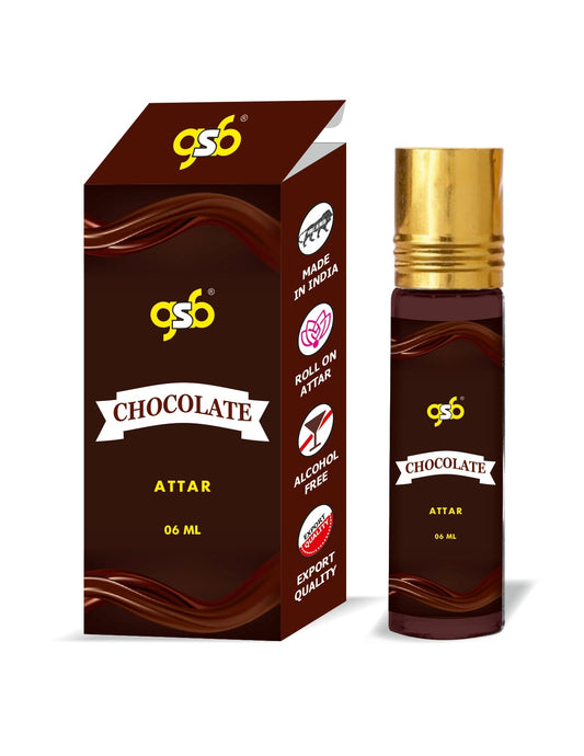 GSB Chocolate Pure Natural Attar/Itra/Perfume Roll On | Alcohol Free | Long Lasting | Undiluted | Unisex | 6 ml