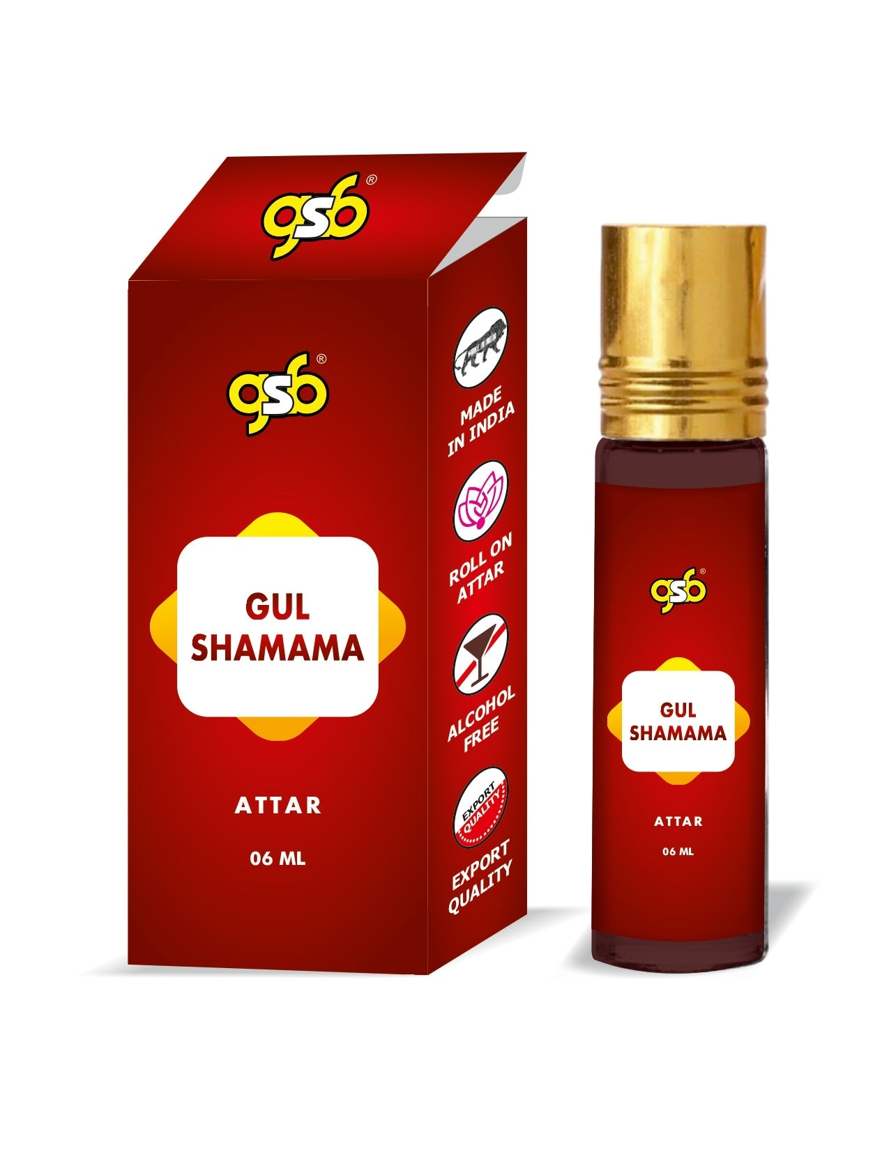 GSB Gul Shamama Pure Natural Attar/Itra/Perfume Roll On | Alcohol Free | Long Lasting | Undiluted | Unisex | 6 ml