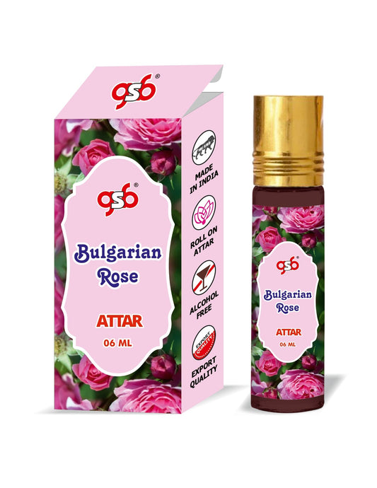 GSB Bulgarian Rose Pure Natural Attar/Itra/Perfume Roll On | Alcohol Free | Long Lasting | Undiluted | Unisex | 6 ml