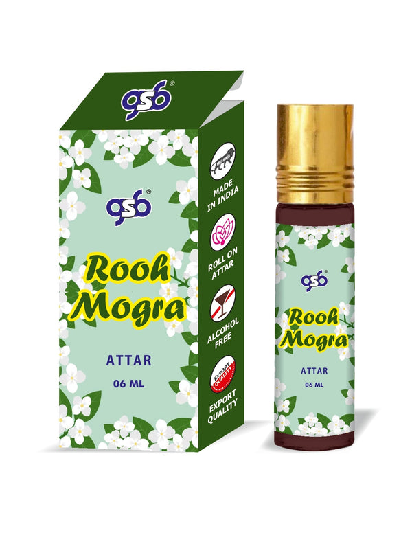 GSB Rooh Mogra Pure Natural Attar/Itra/Perfume Roll On | Alcohol Free | Long Lasting | Undiluted | Unisex | 6 ml
