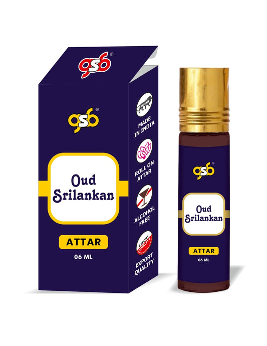 GSB Oud Srilankan Pure Natural Attar/Itra/Perfume Roll On | Alcohol Free | Long Lasting | Undiluted | Unisex | 6 ml