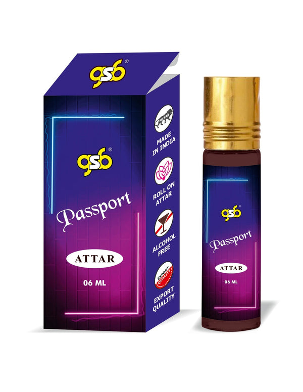 GSB Passport Pure Natural Attar/Itra/Perfume Roll On | Alcohol Free | Long Lasting | Undiluted | Unisex | 6 ml