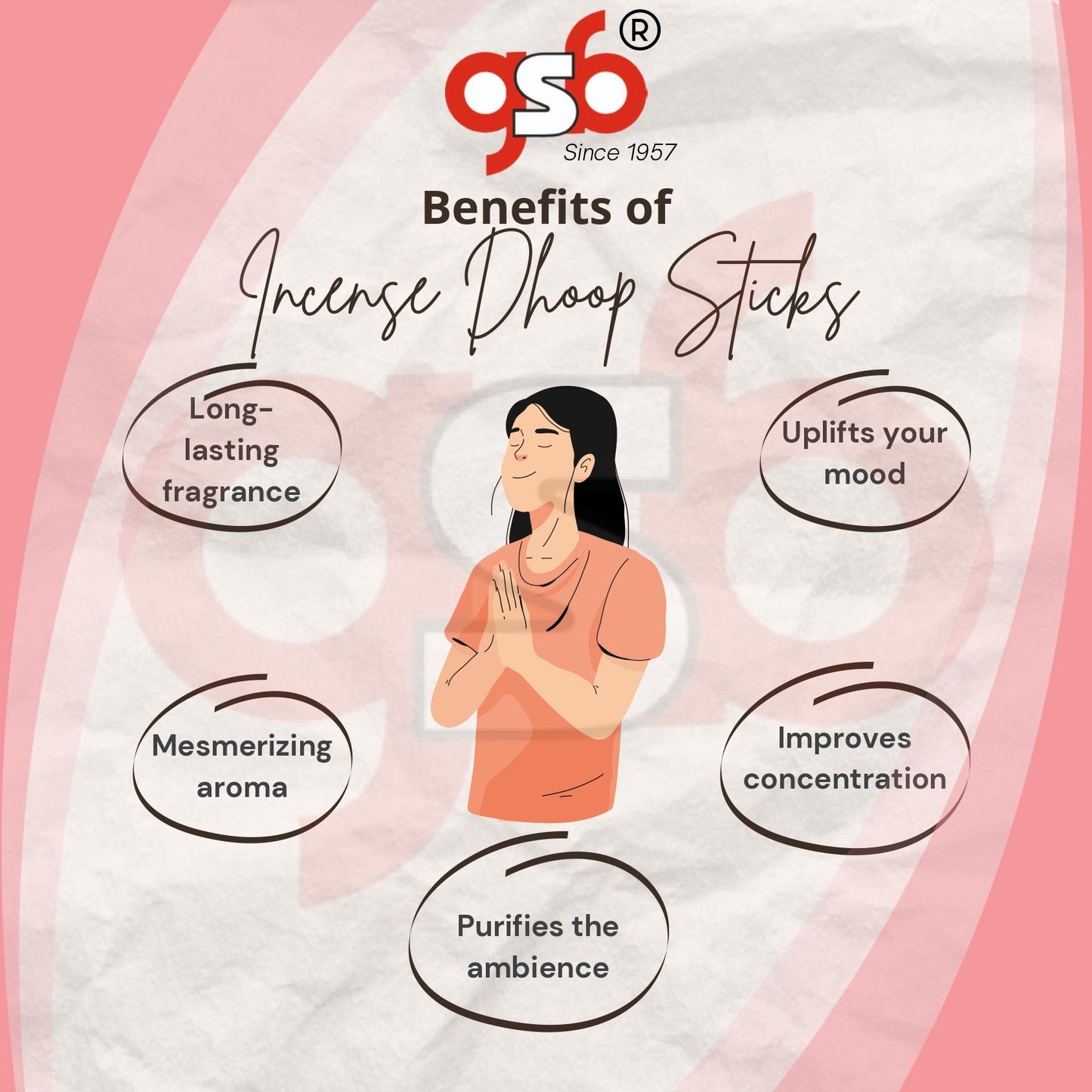 GSB Intimate Premium Thick Dhoop Sticks with Stand Holder in Box | Dhoop Batti | No Charcoal | No Bamboo