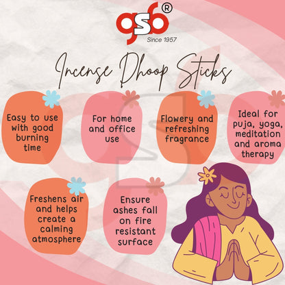 GSB Kewda Premium Thick Dhoop Sticks with Stand Holder in Box | Dhoop Batti | No Charcoal | No Bamboo