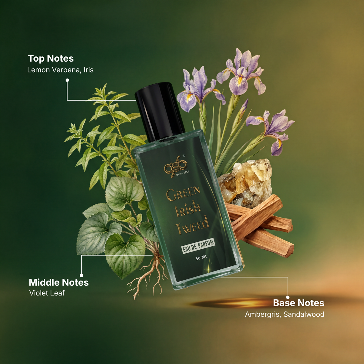 GSB Green Irish Tweed Eau De Parfum Inspired From Greed Green Irish Tweed - 2