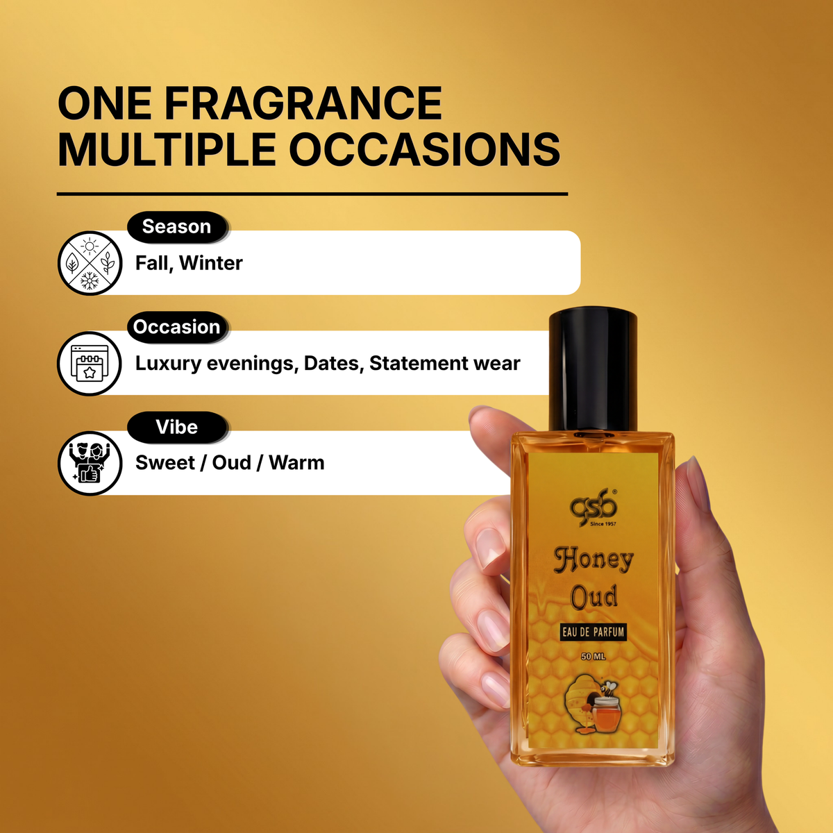 GSB Honey Oud Eau De Parfum Inspired From Montail Honey Oud - 4