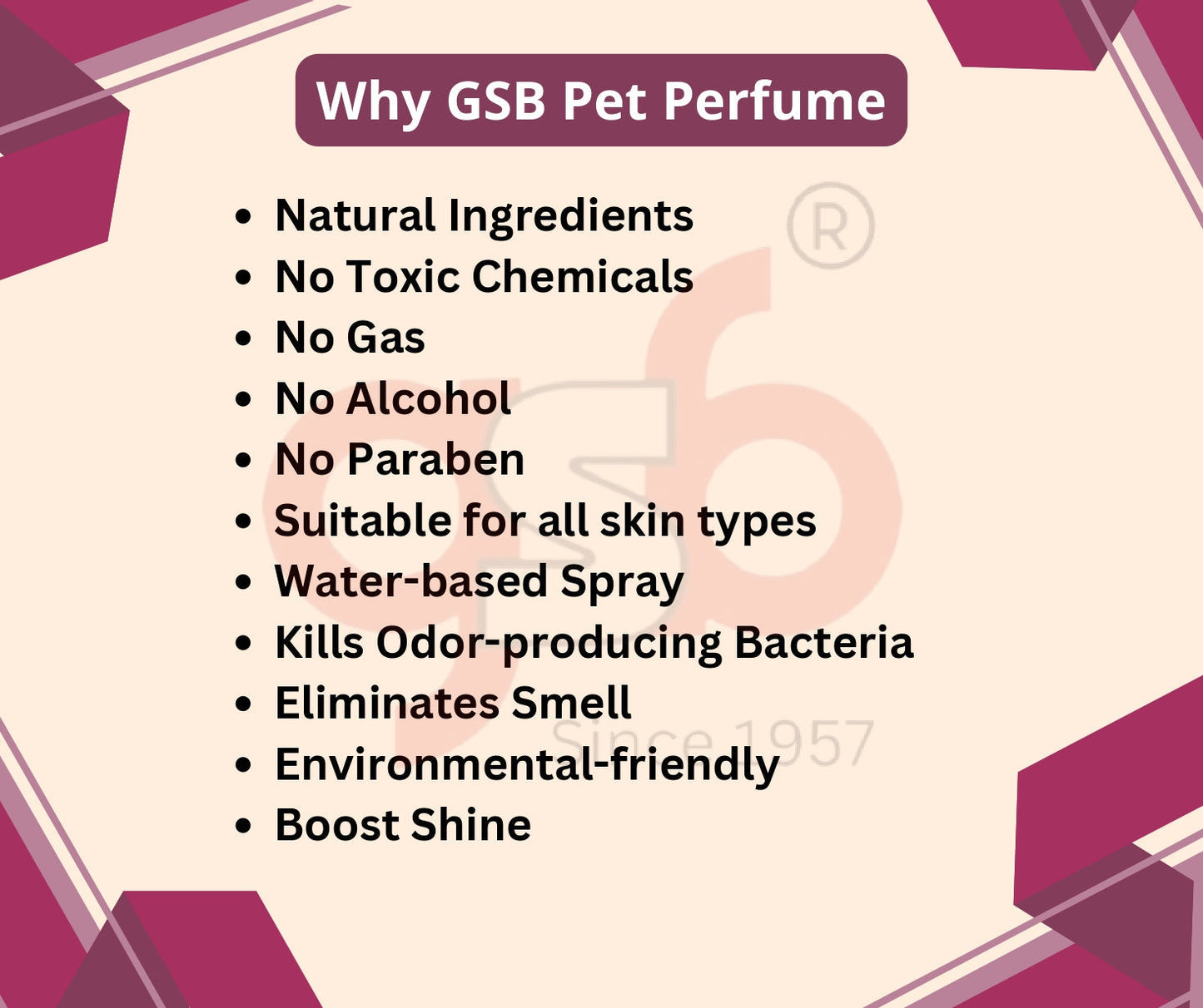 GSB Cherry Pet Perfume | Alcohol Free | Smell Remover | Keeps Coat Smelling Fresh | Long Lasting | Dog & Cat Cologne | For All Breeds